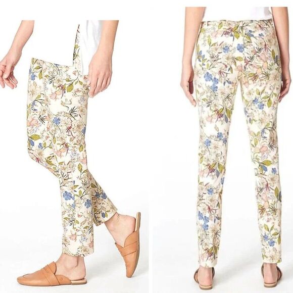 J. Jill Denim Jeans Size 10 Floral Stretch EUC - Picture 1 of 13